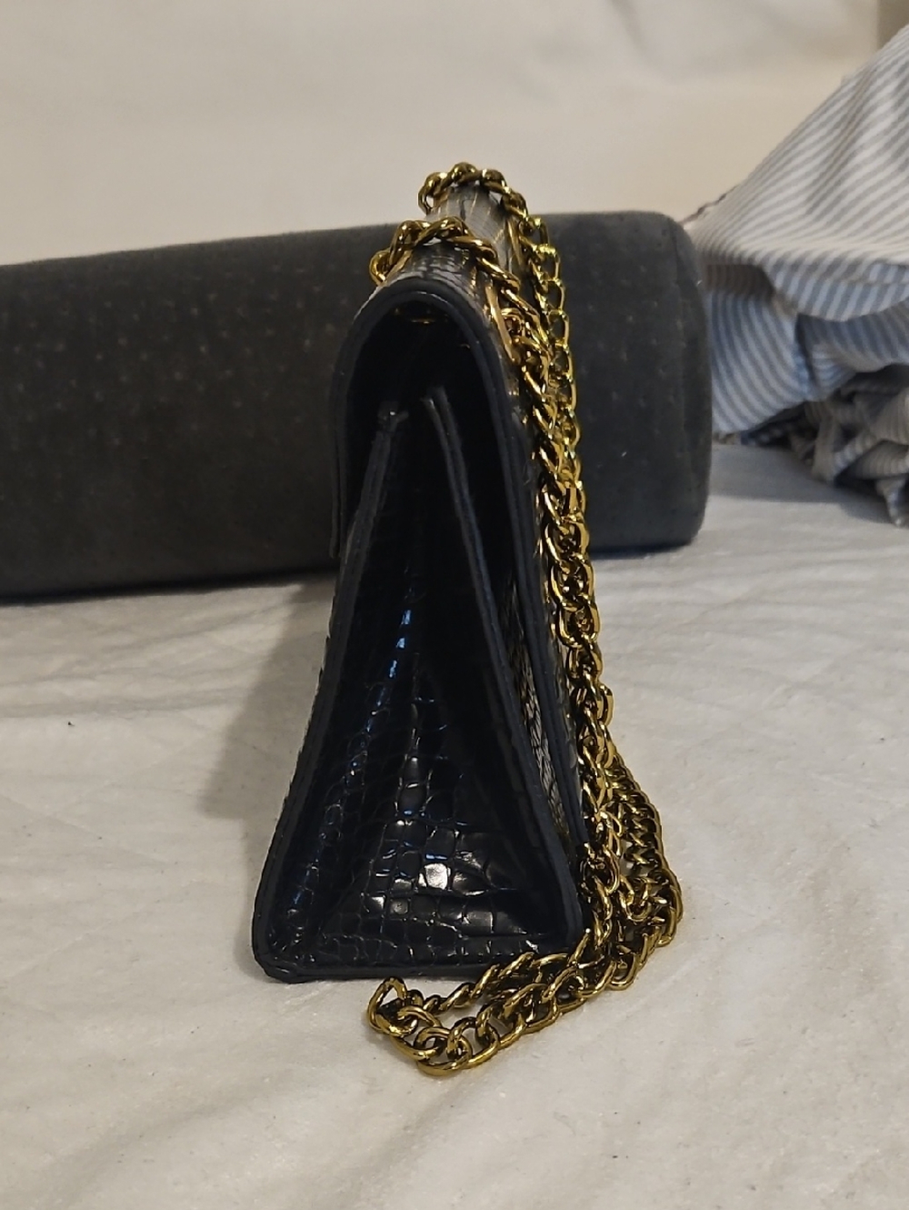 "Balenciaga Crush" Croc Embossed Crossbody Shoulder Bag Size Small - Picture 4 of 5